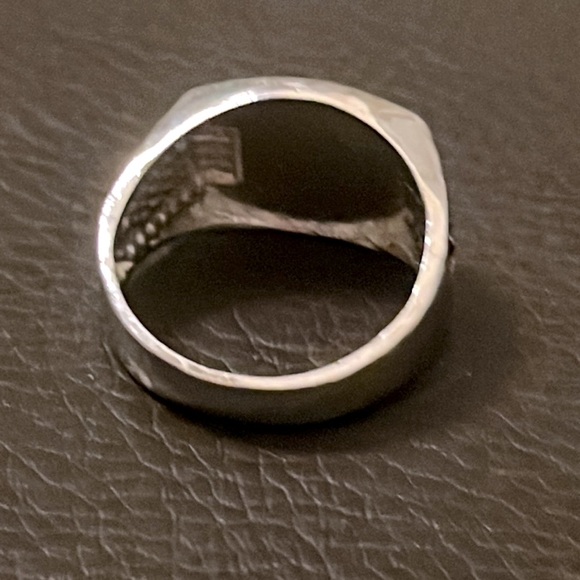 Silver Plated Black Enamel Ring - Picture 3 of 3